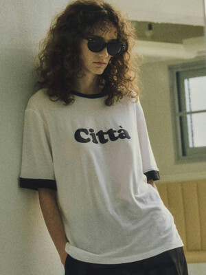 Retro Citta Logo Overfit Ringer T-shirt_CTT320(White)