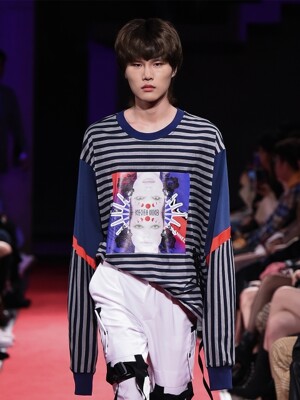 19 S/S NEVER MIND GRAPHIC STRIPE T-SHIRTS