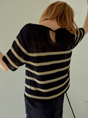 Linen Stripe Knit Black