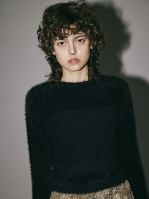 Fur Knit Pullover Black