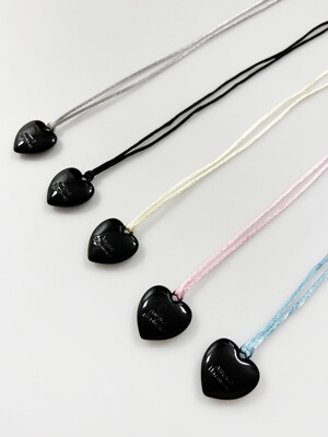 [단독] Black Large Heart Pastel String Necklace / 5color