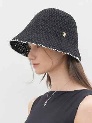 net strap bonnet hat (C048_black)