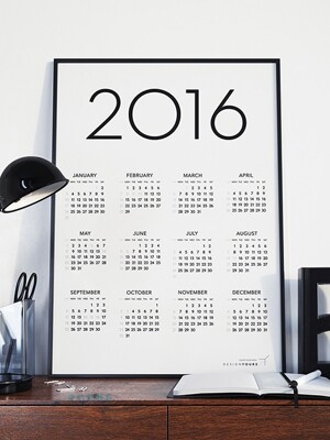 2016 SIMPLE CALENDR POSTER (FRAME)