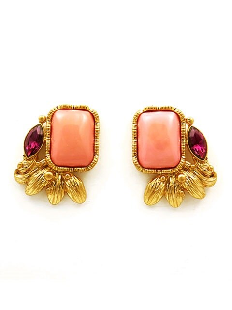peach claret antique earrings