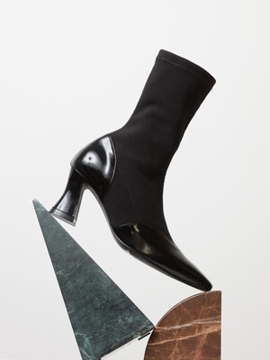 Carmen socks boots Black patent