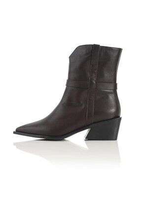 Wooden Chunky Western Boots - Dark Brown
