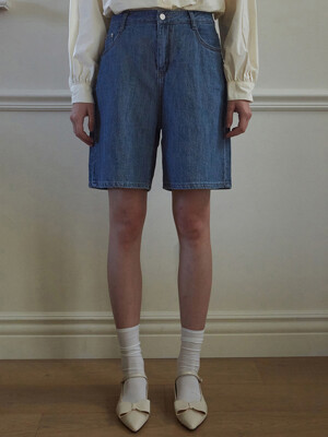 LINEN DENIM SHORT PANTS_BLUE