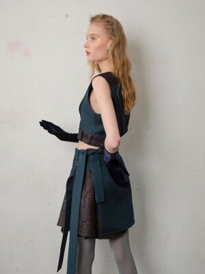 Asymmetric Detail Jacquard Wool Silk Skirt
