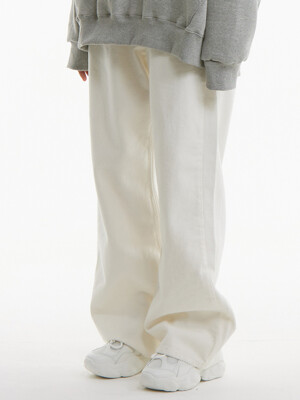 UP-366 기모 와이드팬츠 화이트_NAPPING WIDE DYEING PANTS DYEING WHITE