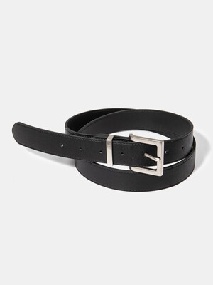 (M) square fake leather belt (T003_black)