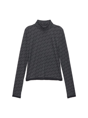 MATIN LETTERING TURTLE NECK LIGHT TOP IN CHARCOAL