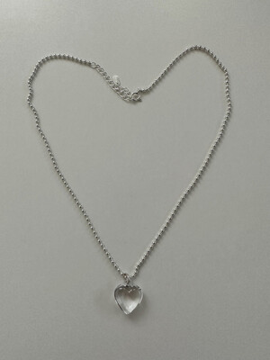 [925silver] Clear heart necklace