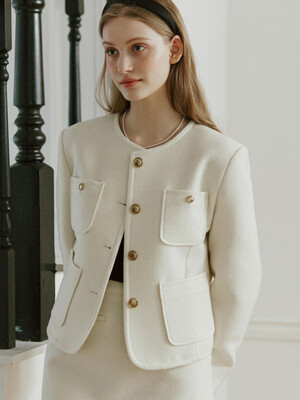 Jane Tweed Goldish Jacket - Ivory