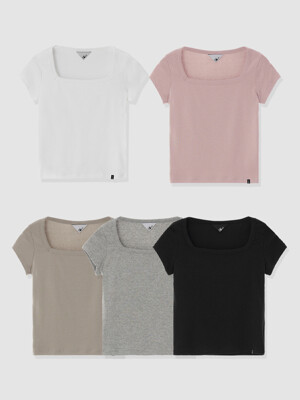 D. BASIC COTTON SQUARE-NECK T - 5 COLOR