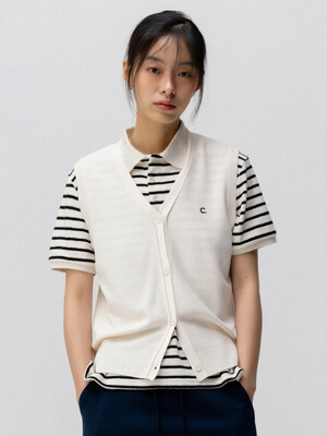 [24SS clove] Button-up Knit Vest (Cream)