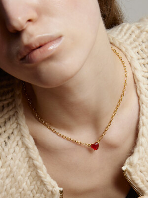 Petite Heart Necklace_Red