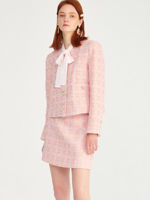 Meri tweed skirt_Pink