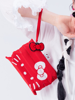 Lucky Pleats Knit Clutch S Hello Kitty Barbados Red