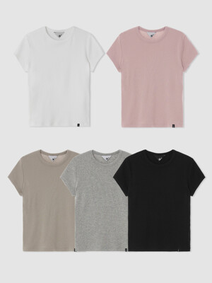 D. BASIC COTTON ROUND-NECK T - 5 COLOR