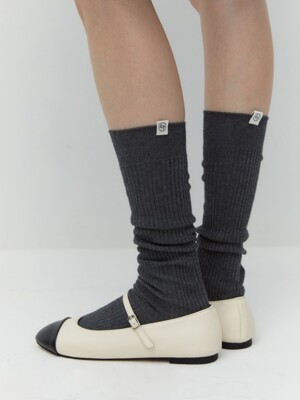 cotton rib knee socks - charcoal
