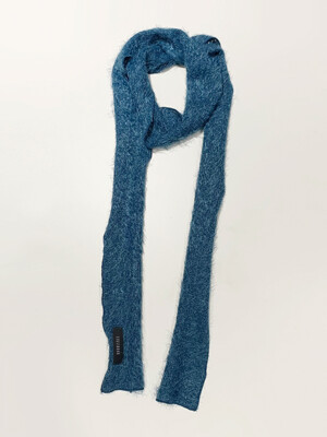 Hairly Knit Muffler Scarf (Blue-green)