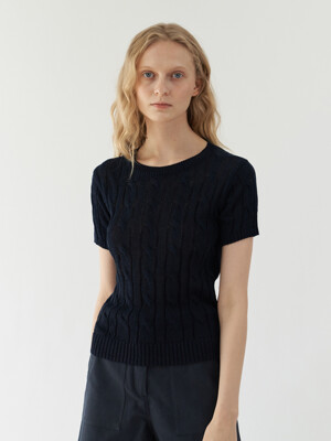 Cable Pattern Knit ( Navy )