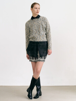 6W Braided boucle-tweed mini skirt (Black)