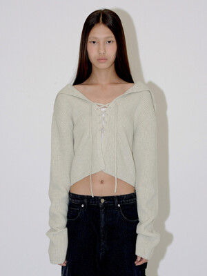 WOOL LACE UP HOODIE (oatmeal)