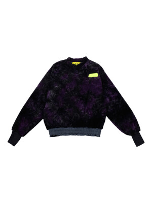 [UNISEX] Tie-Dye Faux-Shearlng Pullover (Purple)