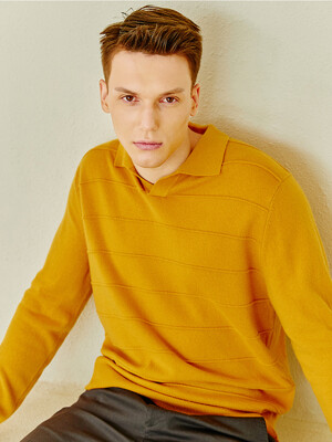 스트라이프 셔츠 캐시미어 니트 풀오버 Stripe Shirt Pullover(Mango)