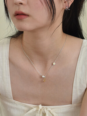 & color string necklace (black/silver)