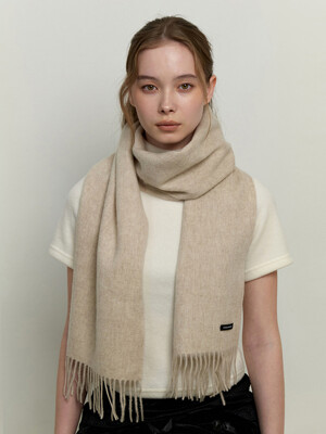 basic wool 100 muffler - beige