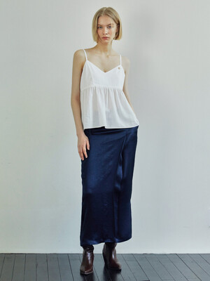 SATIN BELTED SKIRTS / NAVY