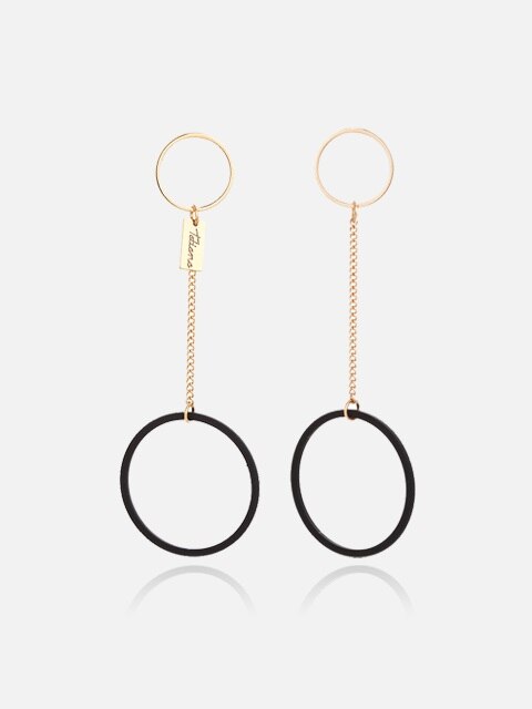 CIRCLE ``drop`` CHAIN MATTEBLACK EARRING