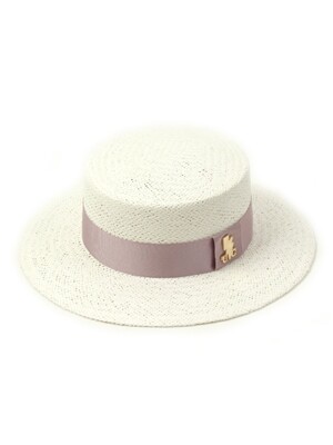 Pink Line White Panama Hat 파나마햇