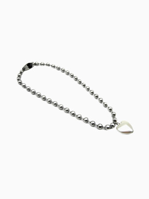 [Surgical] Heart Pearl & Ball Chain Anklet