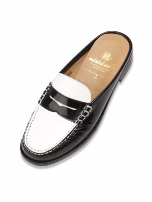 [WOMEN] 1236 penny slippers black & white
