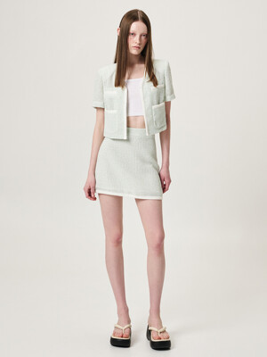 Summer Tweed Mini Skirt, Mint