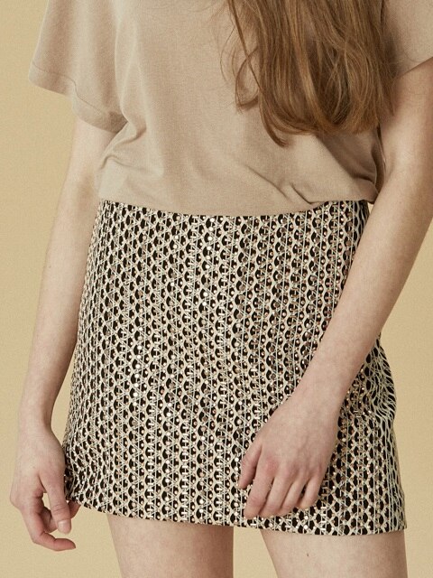 micro stud mini skirt (beige)