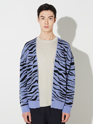 Tiger-pattern Cardigan [L.purple]