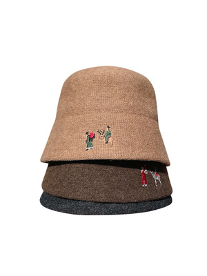 조선 크리스마스 자수 니트 버킷햇(Christmas in Joseon bucket hat)