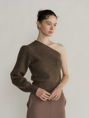 One off shoulder knit (brown)