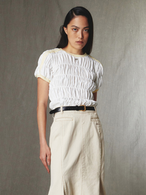 Track Shirring Top Off-White