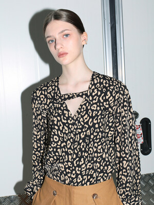 Leopard twist blouse_Black