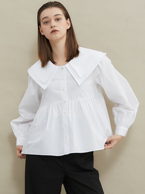 Sailor double collar blouse [White]