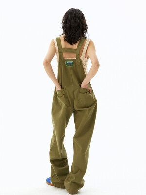 Zipper Overall pants (Khaki)