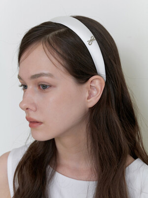 classic ribbon point headband - white