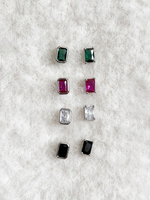 Color Square Crystal Earring [4color]
