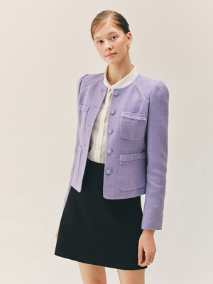 GRETA Round neck tweed jacket (Lavender)