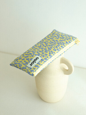 ouior flat pencil case - leopard yellow (topside zipper)